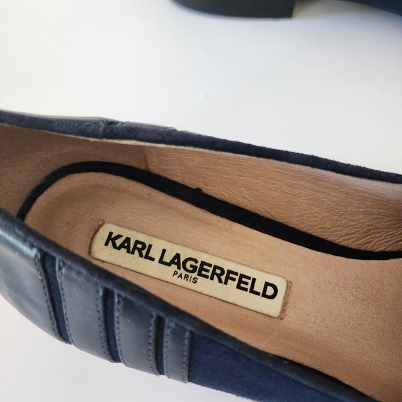 Karl Lagerfeld blue suede slip on loafers size 8.5 - Picture 4 of 8